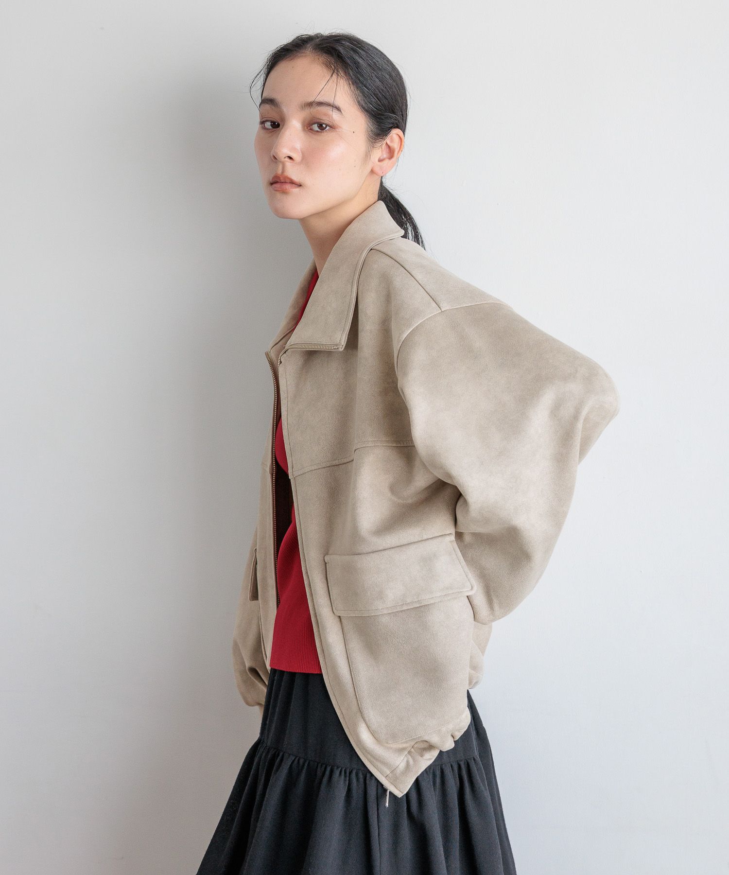 LOWRYS FARM「レザーボリュームブルゾン」|ブルゾン・スタジャン|