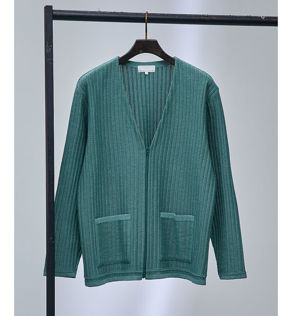 ABAHOUSE「メッシュニット ジップ カーディガン」|カーディガン|モスグリーン