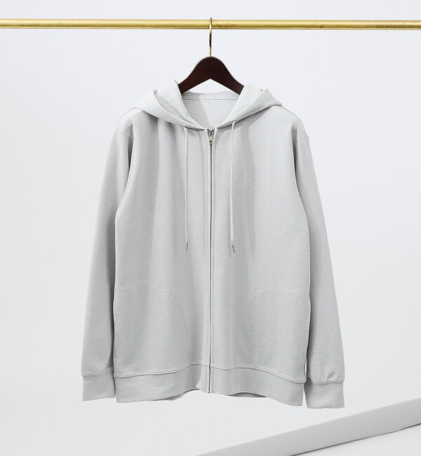 ABAHOUSE「ダブルジャージ 鹿の子 ジップパーカー」|パーカー|グレージュ