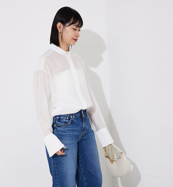 Rouge vif「ライトシアーサテンコンビシャツ」|シャツ・ブラウス|