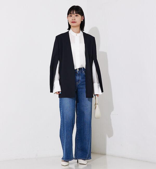 Rouge vif「ライトシアーサテンコンビシャツ」|シャツ・ブラウス|