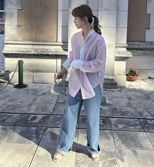 Rouge vif「ライトシアーサテンコンビシャツ」|シャツ・ブラウス|