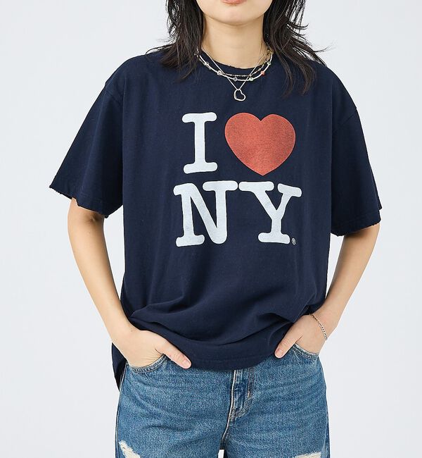 Rouge vif「【JOHNBULL/ジョンブル】I LOVE NY Tシャツ/コットン【WEB限」|Tシャツ・カットソー|ネイビー