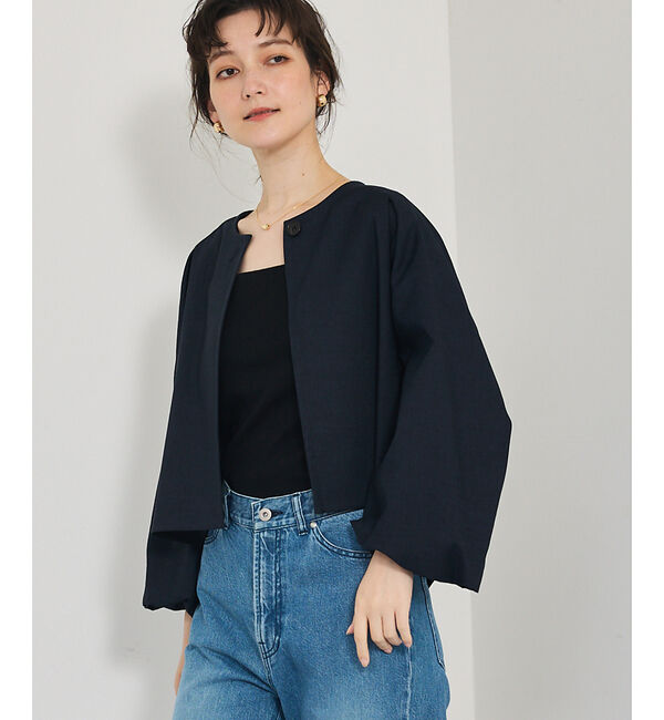 qualite「【セットアップ対応】バルーンジャケット」|ノーカラージャケット|ネイビー