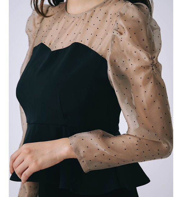 SELFIST「ドットフロッキーペプラムブラウス」|シャツ・ブラウス|