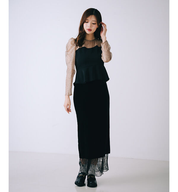 SELFIST「ドットフロッキーペプラムブラウス」|シャツ・ブラウス|