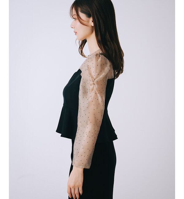 SELFIST「ドットフロッキーペプラムブラウス」|シャツ・ブラウス|