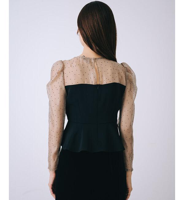 SELFIST「ドットフロッキーペプラムブラウス」|シャツ・ブラウス|