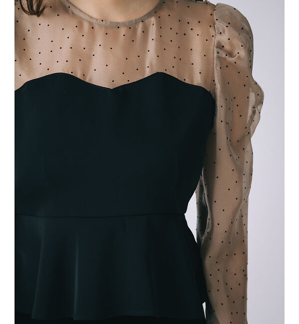 SELFIST「ドットフロッキーペプラムブラウス」|シャツ・ブラウス|