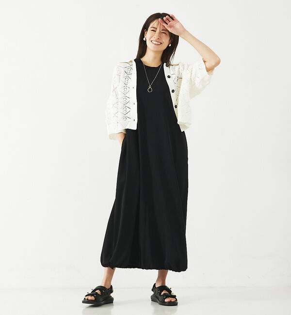 abahouse mavie「【大人のいちまんワンピ】ナイロンストレッチバルーンワンピ」|ワンピース|