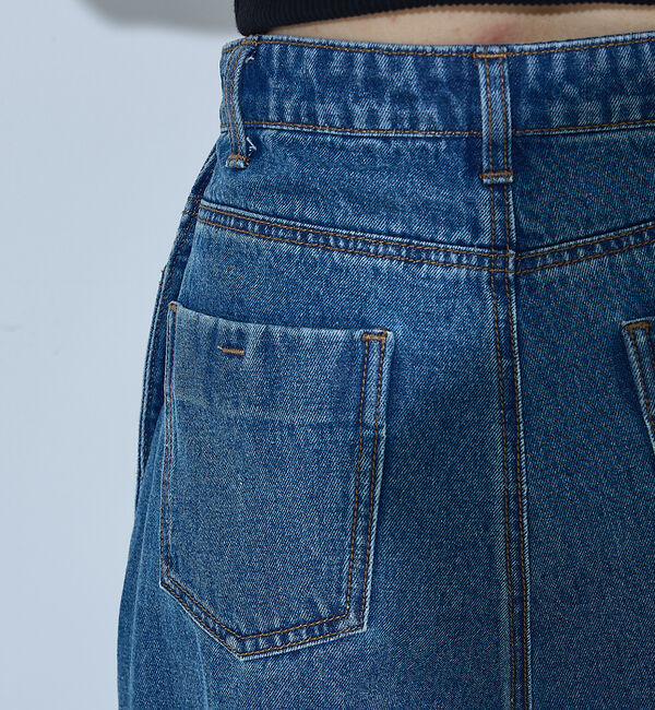 NOMINE「サイドライン タック ワイド ハイウエスト デニムパンツ」|デニム|