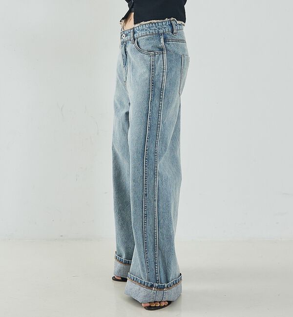 NOMINE「サイドライン ワイド デニムパンツ【予約】」|デニム|