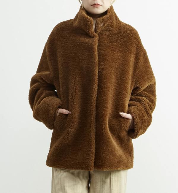 SOFFITTO「スタンド袖口リブミドル丈ファーコート」|その他|ブラウン系その他