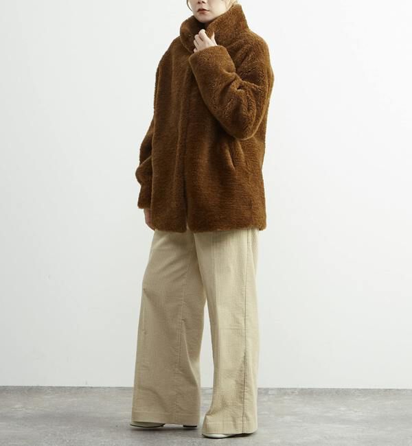 SOFFITTO「スタンド袖口リブミドル丈ファーコート」|その他|