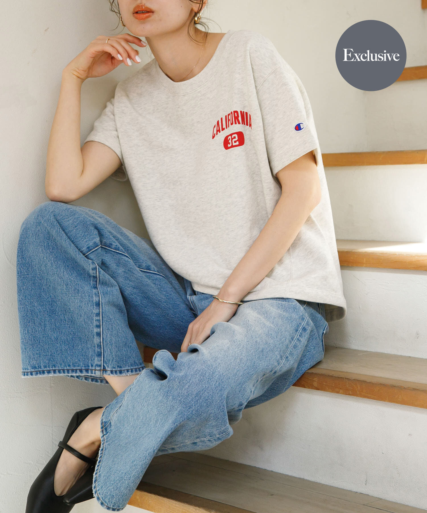 Sonny Label 「『別注』Champion&times;Sonny Label　ラウンドヘムスウェットTシャツ」|スウェット・ジャージ|オートミール