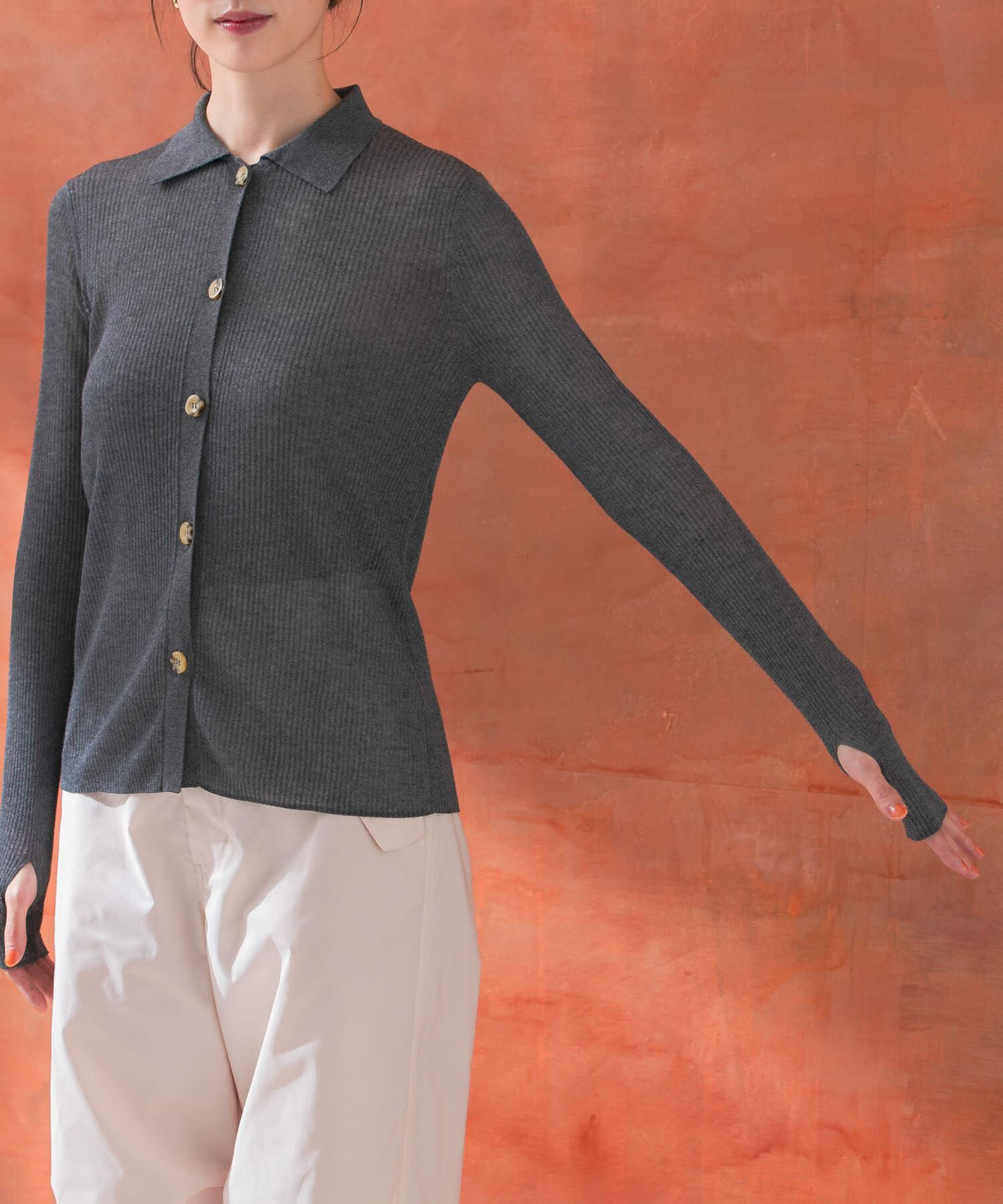 URBAN RESEARCH ROSSO「シアーリブポロニット」|ニット・セーター|