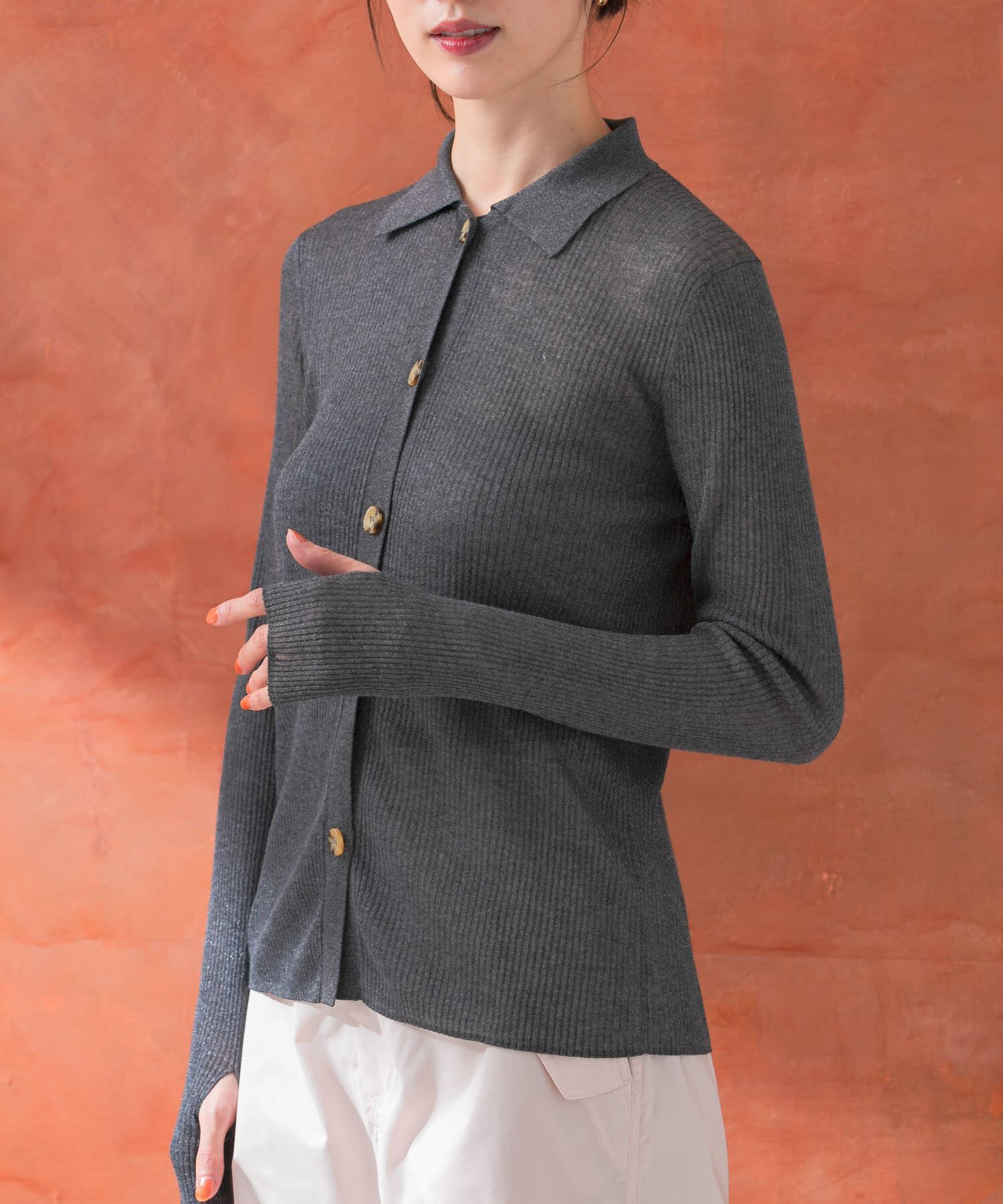 URBAN RESEARCH ROSSO「シアーリブポロニット」|ニット・セーター|