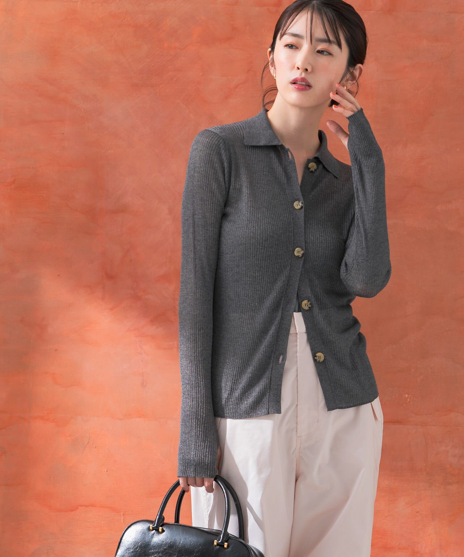 URBAN RESEARCH ROSSO「シアーリブポロニット」|ニット・セーター|