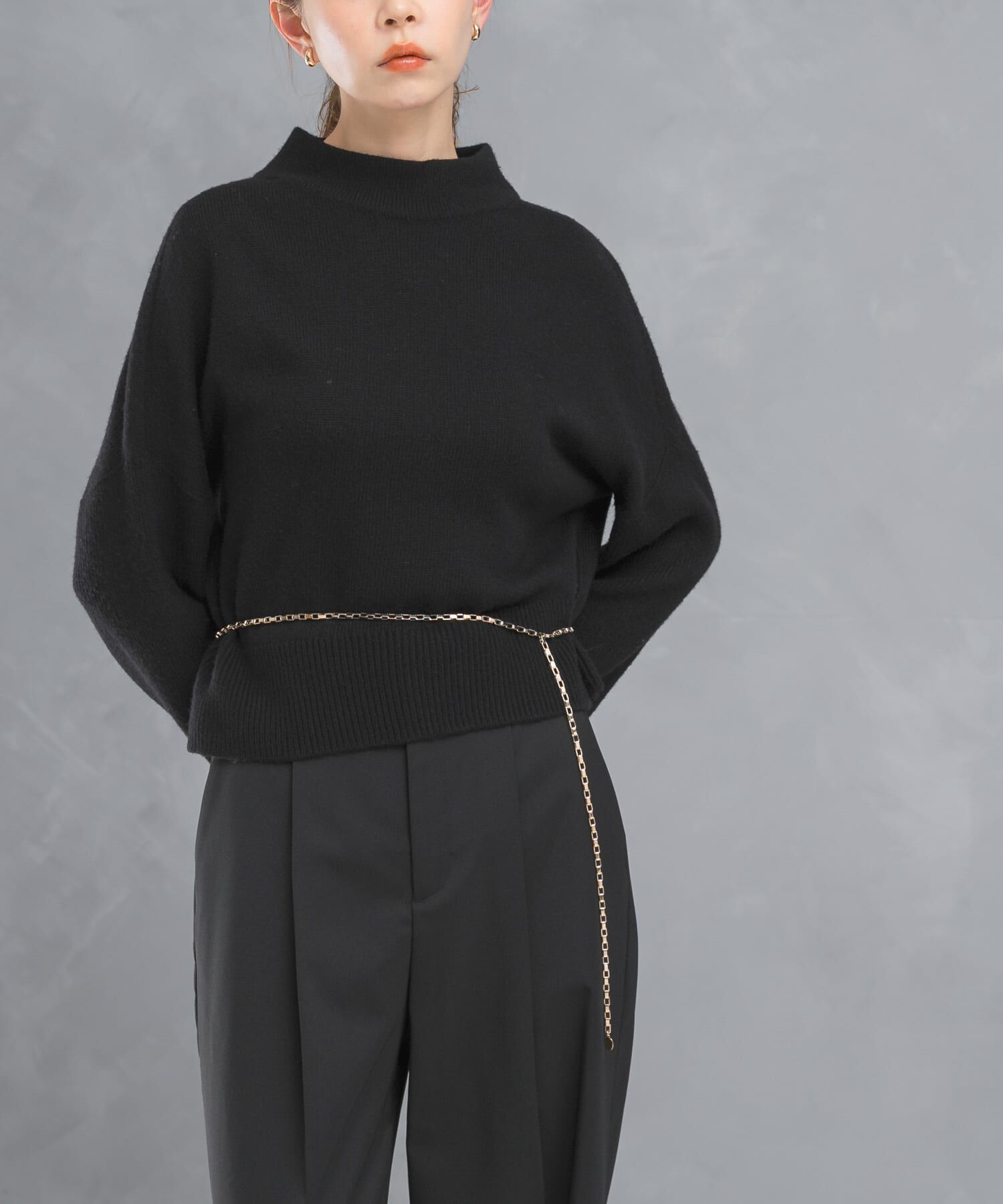 URBAN RESEARCH ROSSO「ショートハイネックホールニット」|ニット・セーター|ブラック