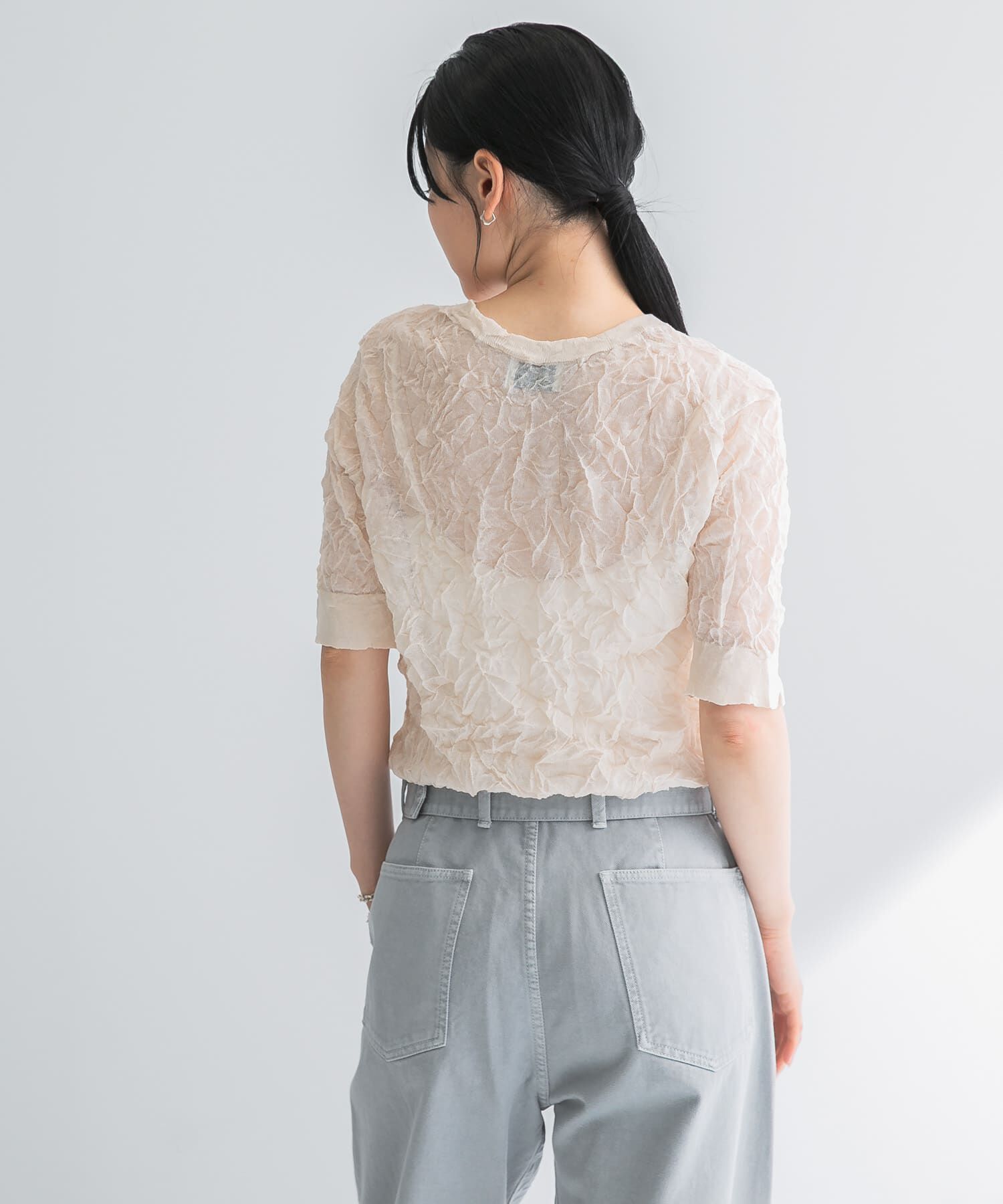 URBAN RESEARCH「new basic　リネン混ワッシャーハーフスリーブニット」|ニット・セーター|