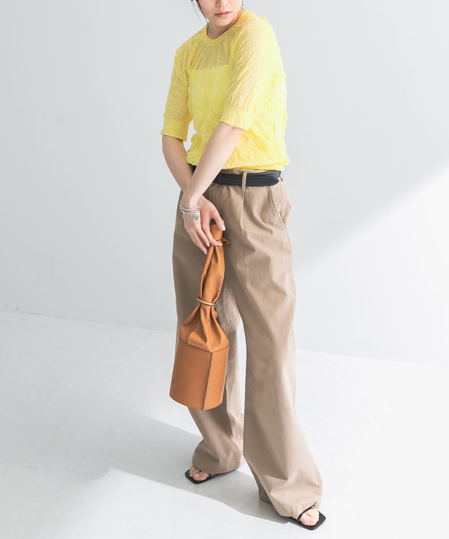 URBAN RESEARCH「new basic　リネン混ワッシャーハーフスリーブニット」|ニット・セーター|