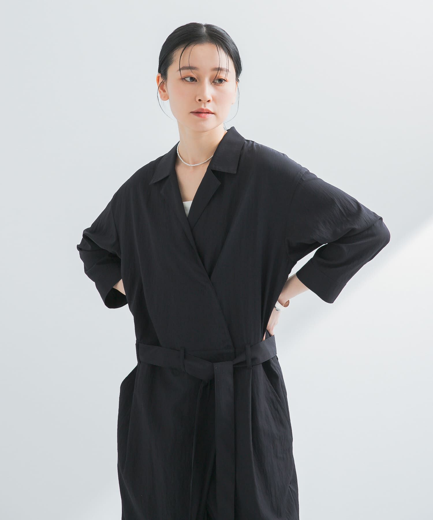 URBAN RESEARCH「『2サイズ展開』フロントタックジャンプスーツ」|スカート|ブラック