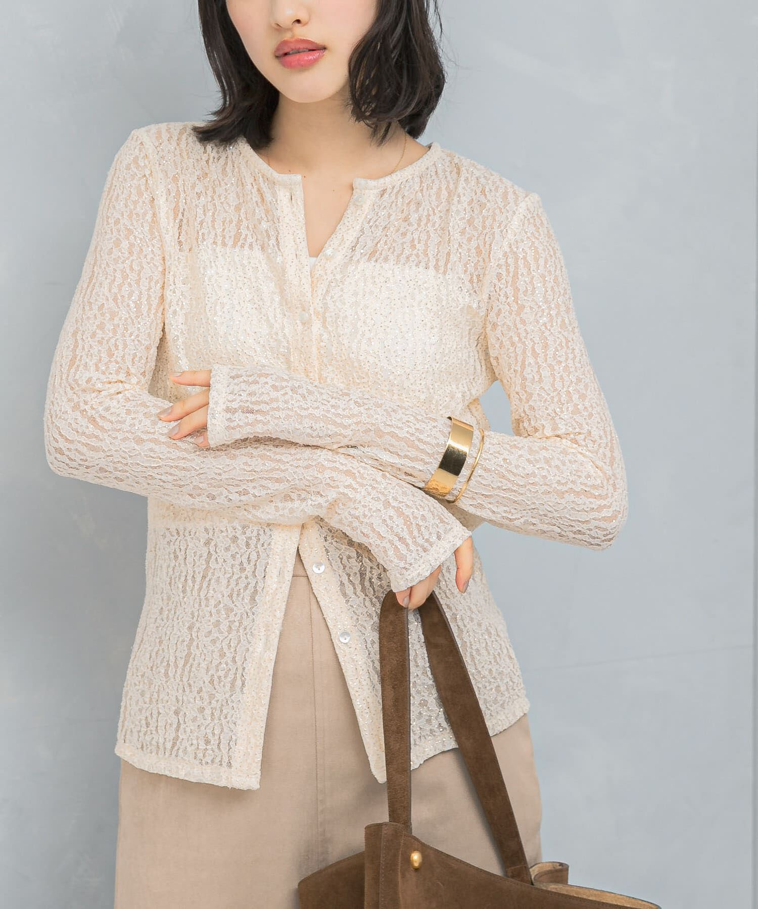 URBAN RESEARCH ROSSO「ラメレースカットソー」|Tシャツ・カットソー|