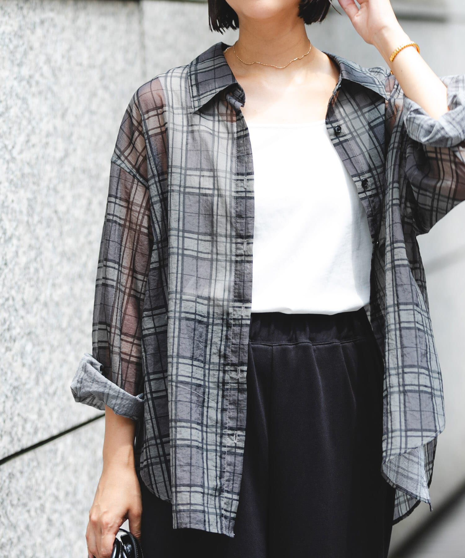 URBAN RESEARCH「シアーチェックオーバーシャツ」|シャツ・ブラウス|