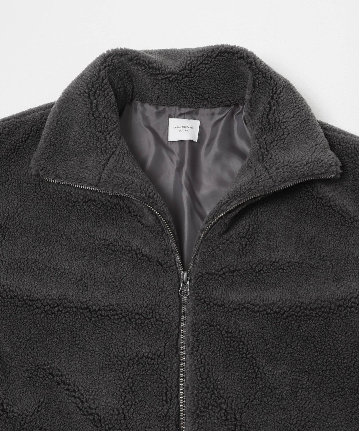 URBAN RESEARCH DOORS「ZIPボアブルゾン」|ノーカラーコート|