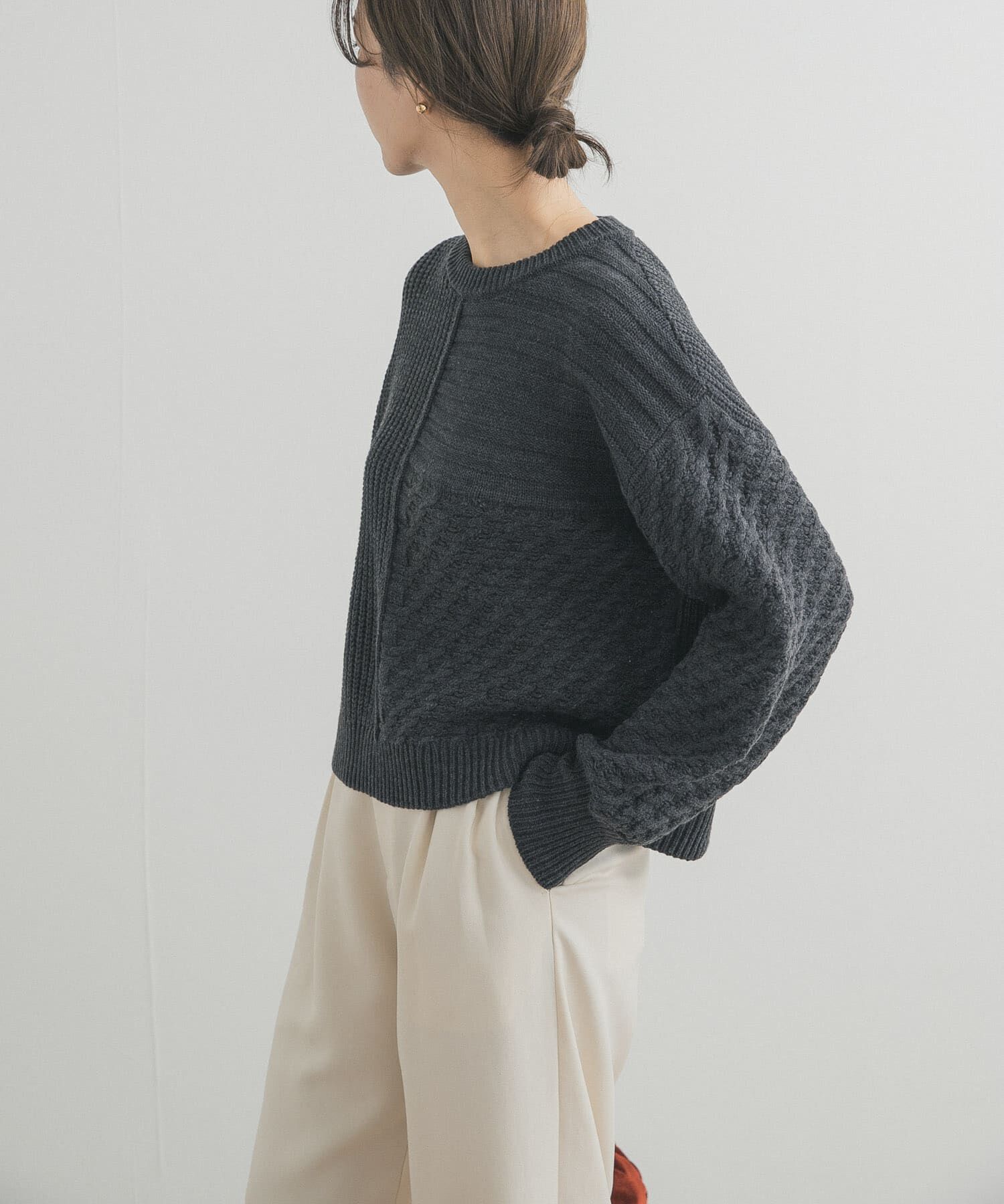 URBAN RESEARCH DOORS「パッチワーク柄袖ボリュームニット」|ニット・セーター|