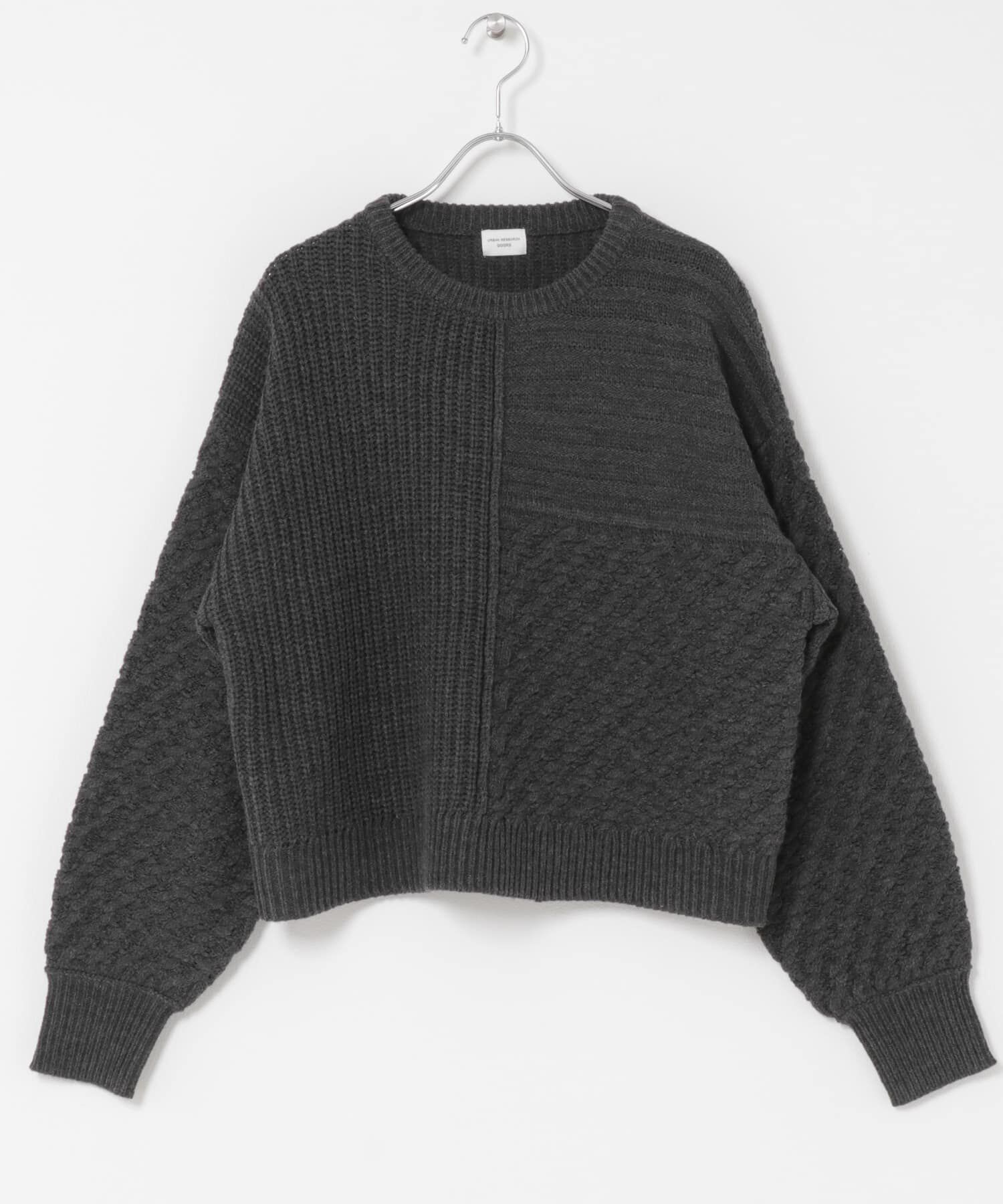 URBAN RESEARCH DOORS「パッチワーク柄袖ボリュームニット」|ニット・セーター|