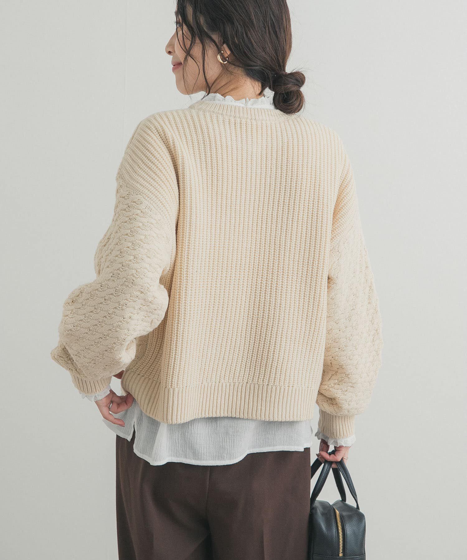 URBAN RESEARCH DOORS「パッチワーク柄袖ボリュームニット」|ニット・セーター|