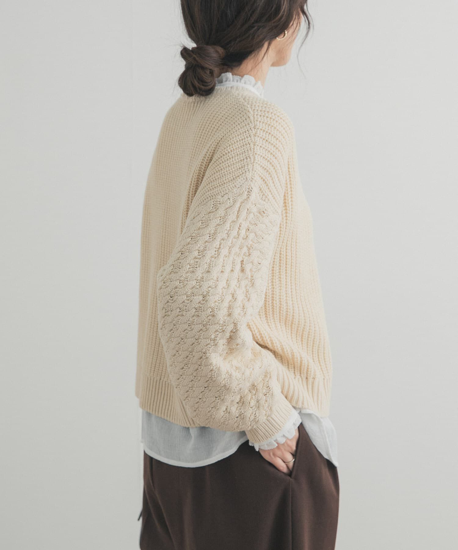 URBAN RESEARCH DOORS「パッチワーク柄袖ボリュームニット」|ニット・セーター|