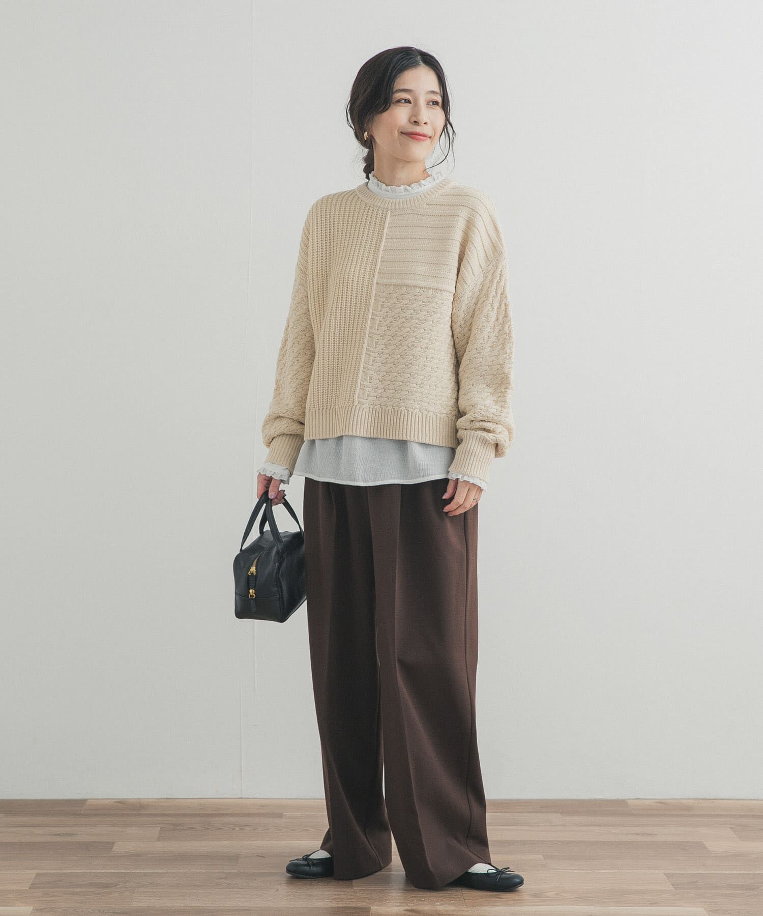 URBAN RESEARCH DOORS「パッチワーク柄袖ボリュームニット」|ニット・セーター|