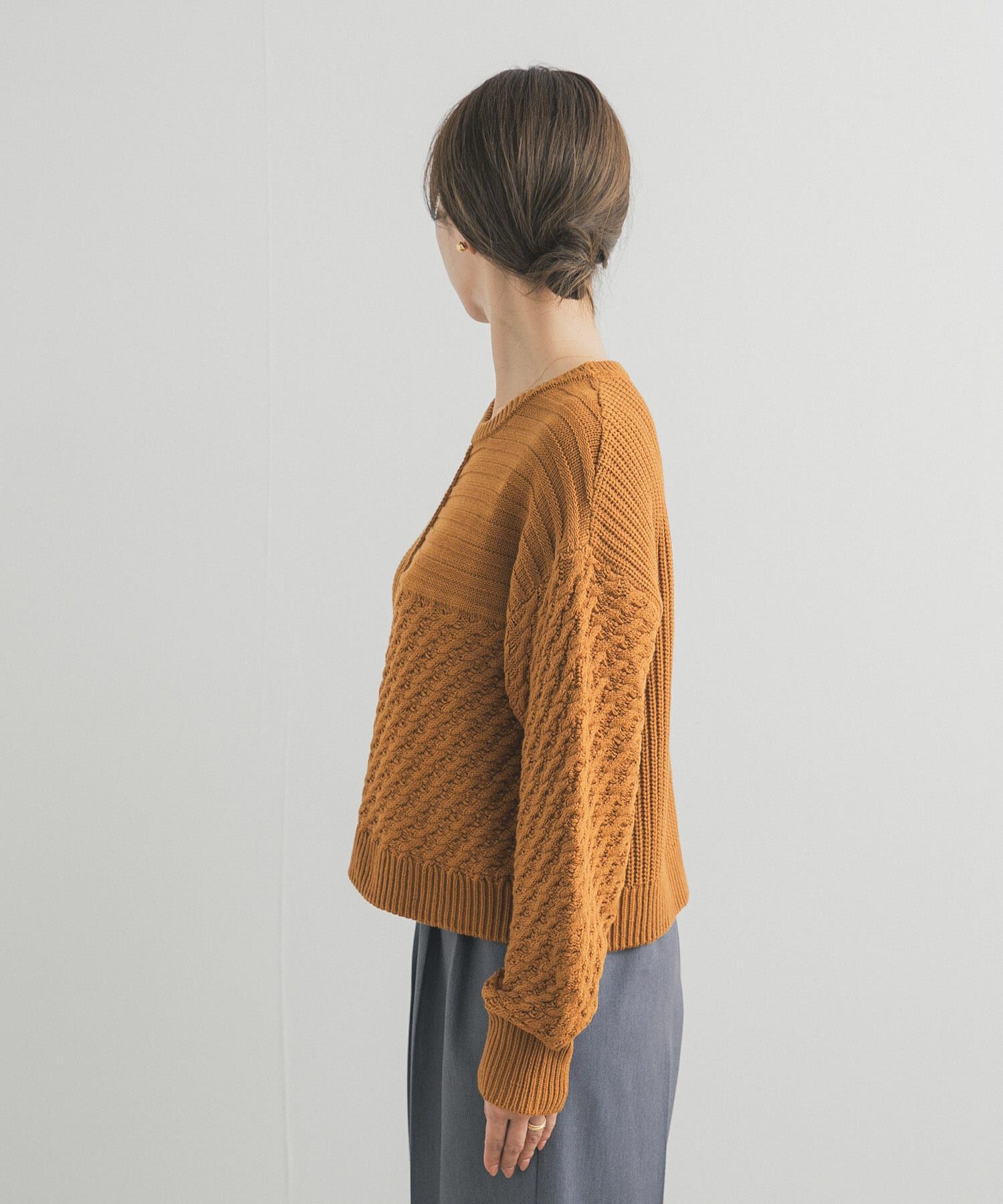 URBAN RESEARCH DOORS「パッチワーク柄袖ボリュームニット」|ニット・セーター|