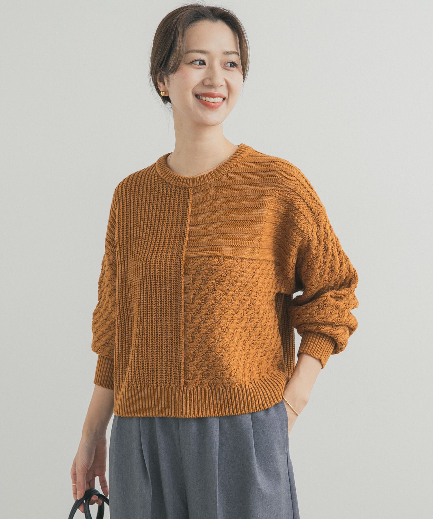 URBAN RESEARCH DOORS「パッチワーク柄袖ボリュームニット」|ニット・セーター|