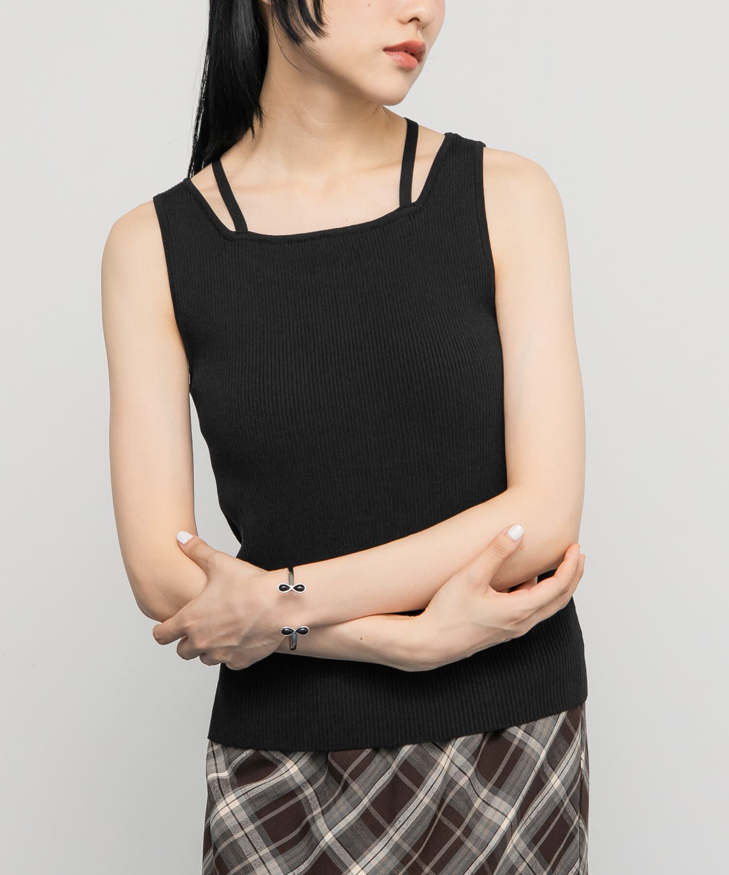  「BACKクロスニットタンク」|タンクトップ|ブラック