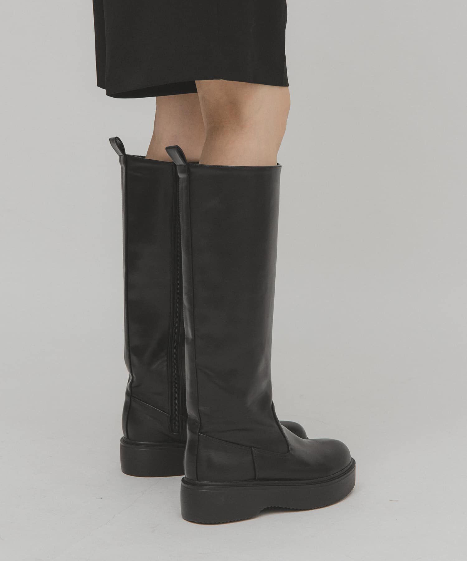  「プラットフォームロングブーツ」|ショートブーツ|ブラック
