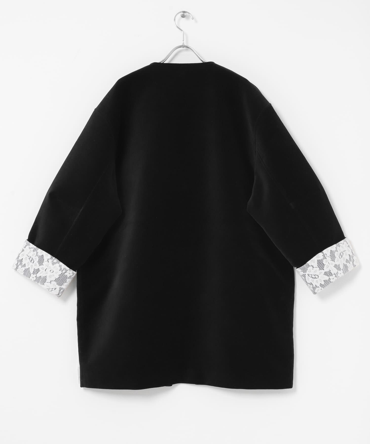  「ベロアBIGジャケット」|ノーカラーコート|