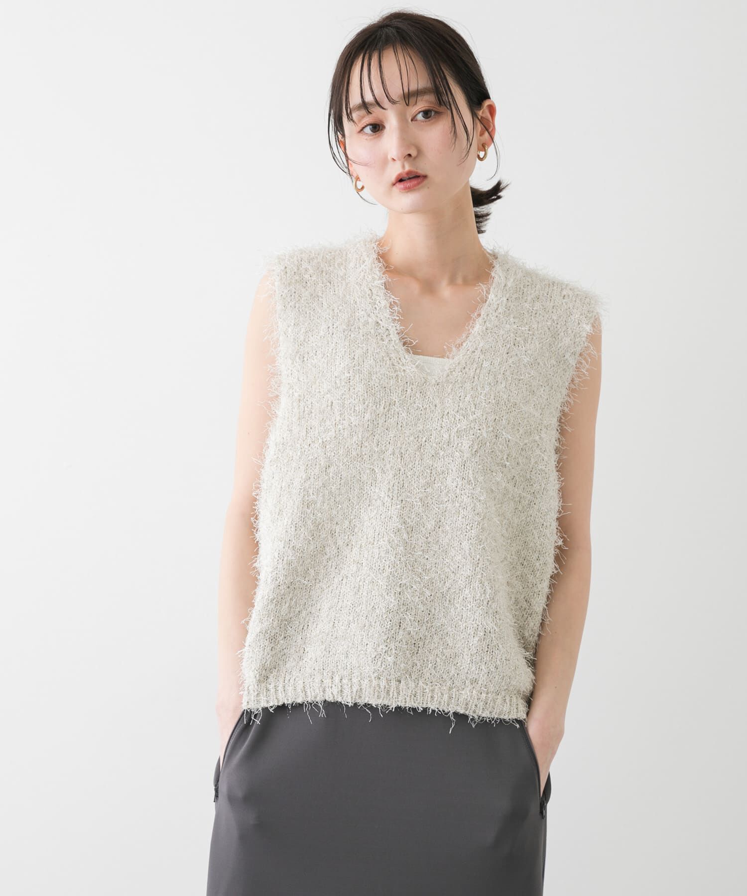 SENSE OF PLACE by URBAN RESEARCH「『洗濯可』スパンコールラメフェザーニット」|ニット・セーター|