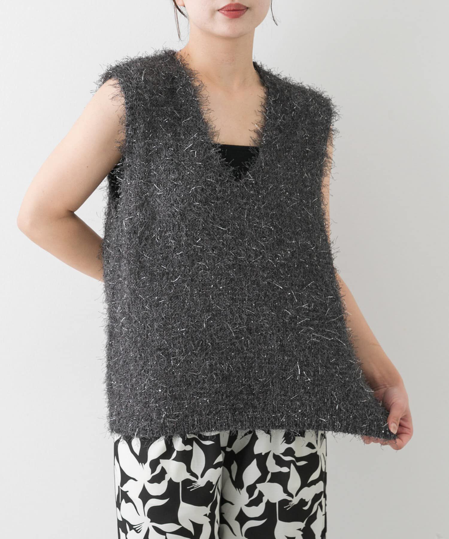 SENSE OF PLACE by URBAN RESEARCH「『洗濯可』スパンコールラメフェザーニット」|ニット・セーター|チャコールグレー