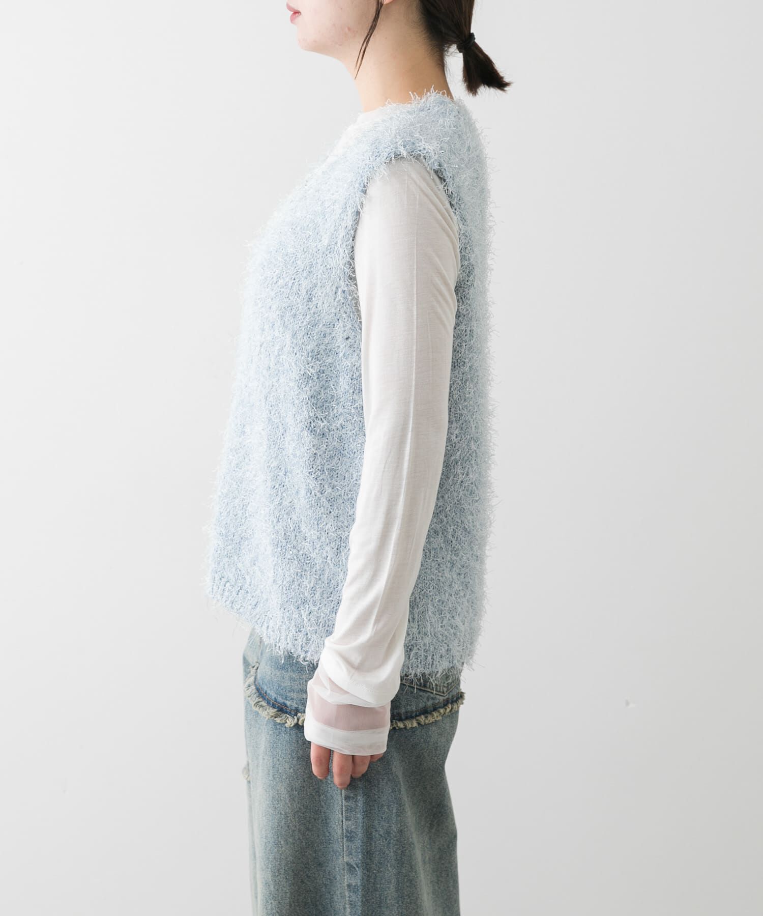 SENSE OF PLACE by URBAN RESEARCH「『洗濯可』スパンコールラメフェザーニット」|ニット・セーター|