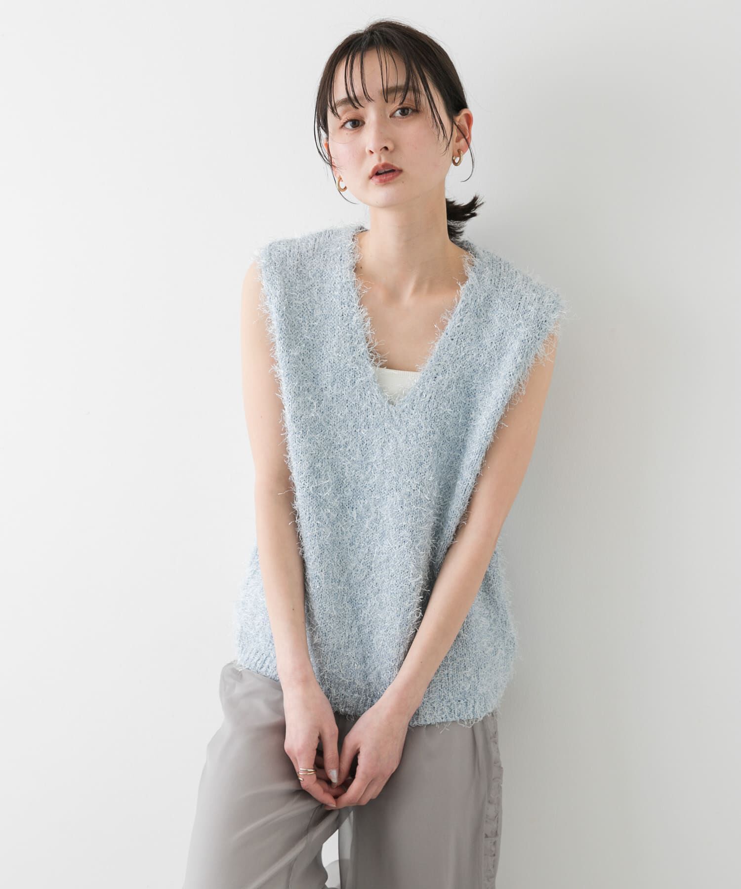 SENSE OF PLACE by URBAN RESEARCH「『洗濯可』スパンコールラメフェザーニット」|ニット・セーター|