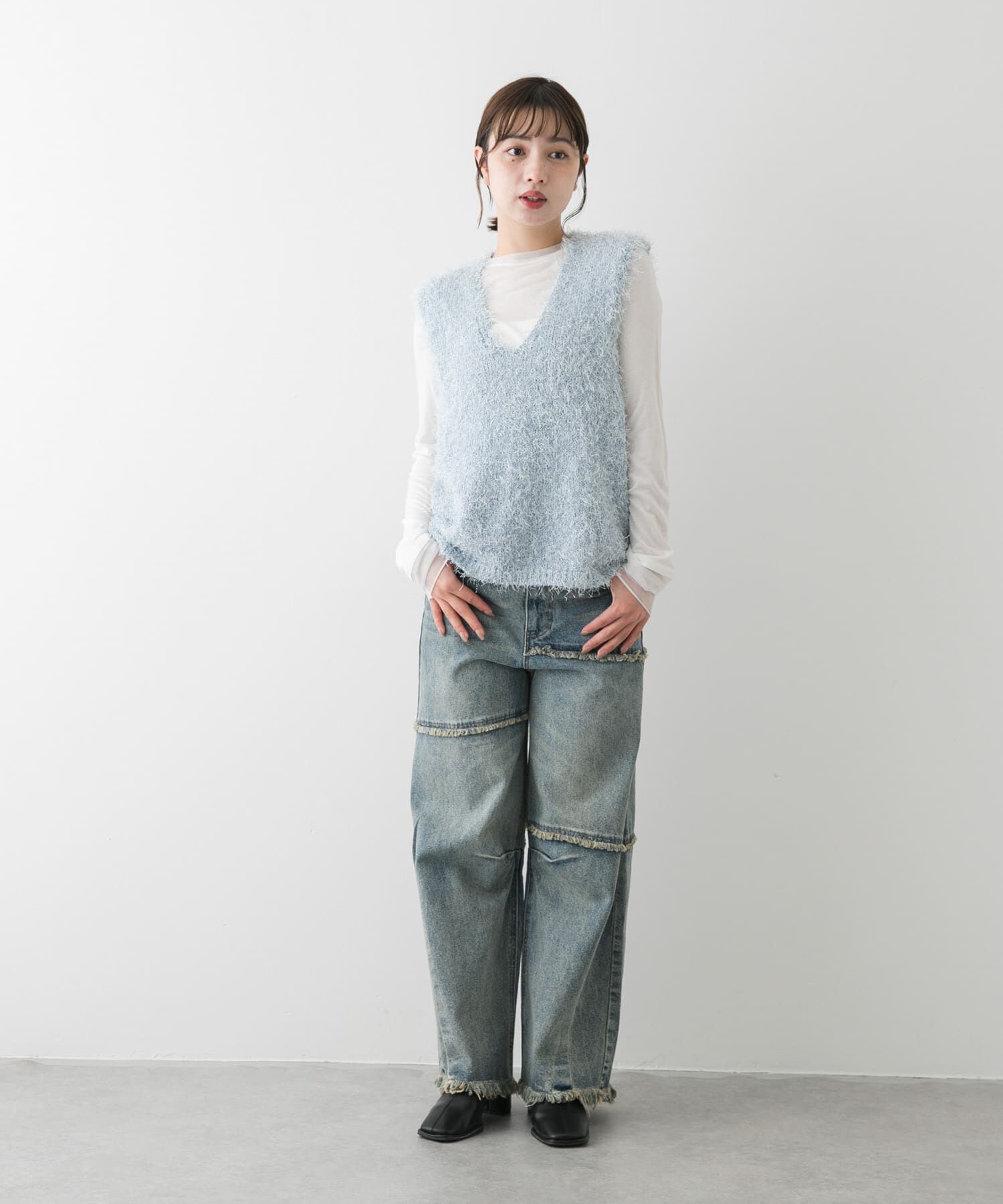 SENSE OF PLACE by URBAN RESEARCH「『洗濯可』スパンコールラメフェザーニット」|ニット・セーター|