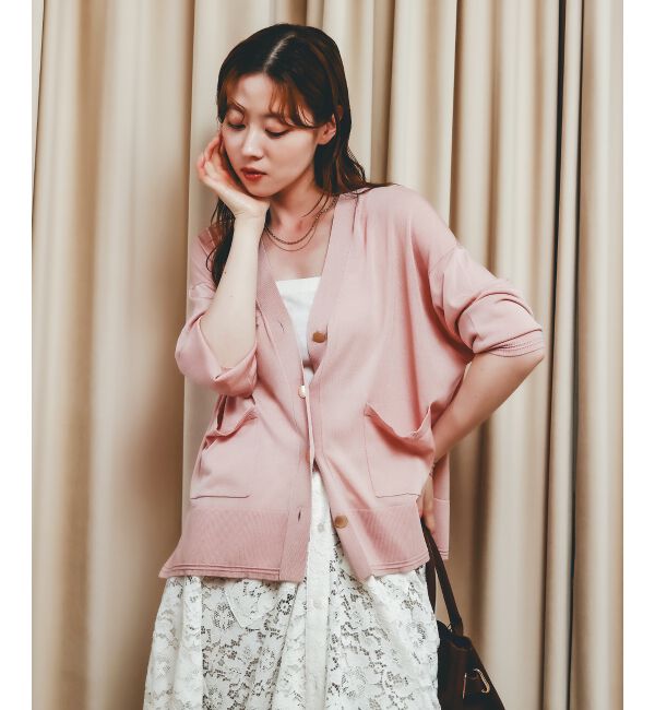  「《手洗い可能》ハイゲージワイドVネックカーディガン」|カーディガン|