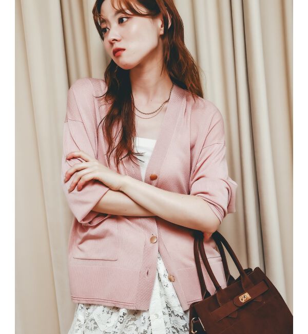  「《手洗い可能》ハイゲージワイドVネックカーディガン」|カーディガン|