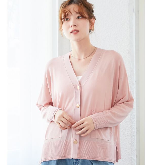  「《手洗い可能》ハイゲージワイドVネックカーディガン」|カーディガン|