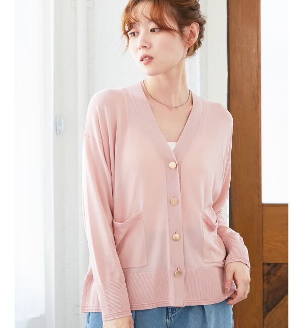  「《手洗い可能》ハイゲージワイドVネックカーディガン」|カーディガン|