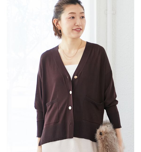 「《手洗い可能》ハイゲージワイドVネックカーディガン」|カーディガン|