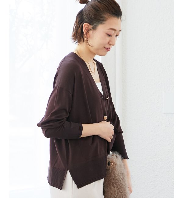  「《手洗い可能》ハイゲージワイドVネックカーディガン」|カーディガン|